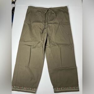 PARA Y2K Vintage Gasoline Embroidered Capri Cotton Bohemian Size 12